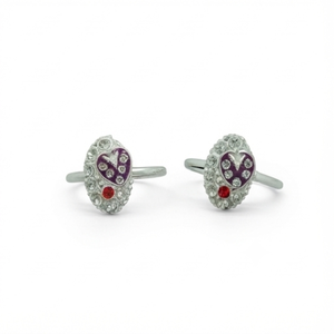 DIVYORO PURPLE SILVER <b>ADJUSTABLE</b> CLASSIC TOE <b>RING</b> SET - Product Image 1