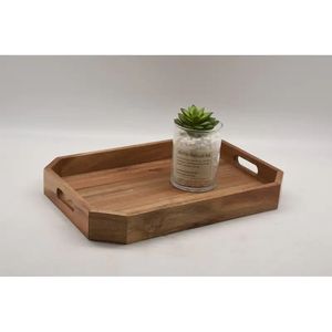 Rectangular Wooden Serving <b>Tray</b> With Metal Handles Ideal For Serving Tea Coffee Snacks Breakfast And <b>Dinner</b> Meals - Product Image 4