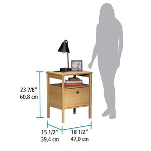Luxury Solid <b>Wood</b> Nightstand with Natural Teak Finish <b>Bedside</b> <b>Cabinet</b> for Bedroom - Product Image 3