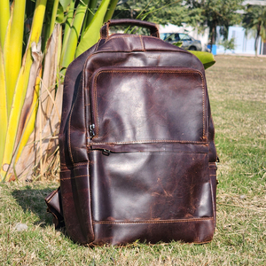 Wholesale Leather Laptop <b>Backpack</b> Vintage Style Full Grain Fashion Rucksack for Travel OEM Custom Logo <b>Brown</b> Mens <b>Backpacks</b> - Product Image 1