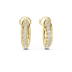 Juego de Pendientes de Media Aro con Diamantes Cultivados en Laboratorio, Chapados en Rodio, Oro Amarillo de 18 Quilates, Certificación IGI, Corte Brillante de Lujo, 0.38CT - Product Image 2