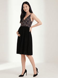 Vestido de Maternidad Elegante Bmama, Manga Larga, Cuello en V, Largo a Media Pantorrilla, Diseño a Cuadros, Antialérgico, Antibacteriano, OEM - Product Image 3