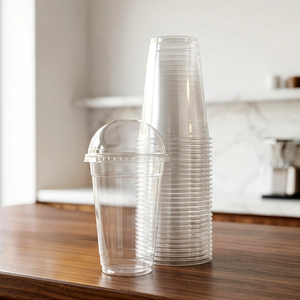 QUANG QUAN Disposable 16 22 24oz Clear PP/PET Plastic <b>Cup</b> Single Wall 95mm Lid 16/22/24oz for Tea Coffee <b>Cold</b>/Hot Drinks - Product Image 1