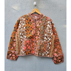 Chaqueta acolchada floral de algodón reversible para mujer, abrigo vintage bohemio estampado, ropa exterior acolchada para otoño, regalo para ella. - Product Image 1