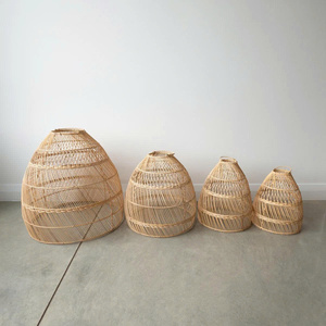 Paralumi a Cono in Rattan Intrecciato Fatti a Mano, Stile Lampadario Moderno di Lusso, Disponibili in 4 Misure per Coperture Luminose - Product Image 2