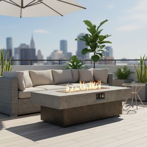 56 X 23 in Tabletop Propane Firepits 50,000 BTU Outdoor <b>Firepit</b> <b>Table</b> for Patio Balcony Three Height Options - Product Image 1