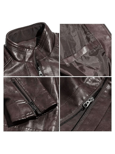 SHIFT SPORTS <b>Sheepskin</b> Shearling Leather <b>Jacket</b> Casual Flight Coat Zippered Closure Genuine Leather Fur Bomber <b>Jacket</b> - Product Image 5