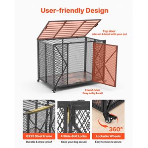Cage pour chien robuste de 38 pouces, capacité maximale de 250 lb, pliable, anti-évasion, pour l'élevage - Product Image 6