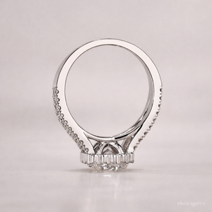 Round Lab Grown Diamond Vintage Women's <b>Ring</b> <b>Split</b> Shank Pave Band Platinum PT950 10K Gold Plated IGI Certified - Product Image 5