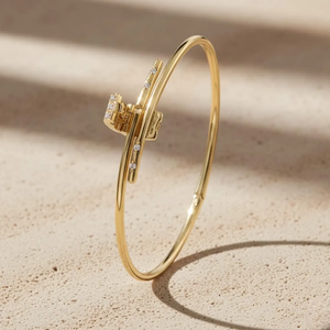 14K 18K <b>Solid</b> <b>Gold</b> Knot <b>Bangle</b> Bracelet for Women Round Cut Lab Grown Diamond Bracelet <b>Gold</b> <b>Bangle</b> Bracelet Gift For Her - Product Image 4