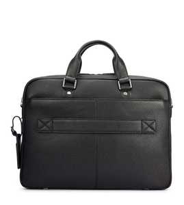Porte-documents d'affaires pour homme en cuir véritable, fermeture à glissière classique, durable, léger, sac de voyage souple, noir - Product Image 2