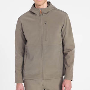 Veste coupe-vent à capuche unisexe en softshell vert foncé avec fermeture éclair, style décontracté, vêtement d'hiver, coque en polyester uni - Product Image 1