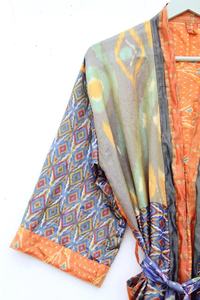 Kimono de seda para mujer, Kimono Vintage, Kimono largo para mujer, Kimono de seda polivinílica - Product Image 6