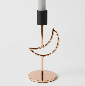 Candelabro de Metal Color Oro Rosa, Portavelas en Forma de Luna Creciente, Centro de Mesa para Decoración del Hogar - Product Image 1
