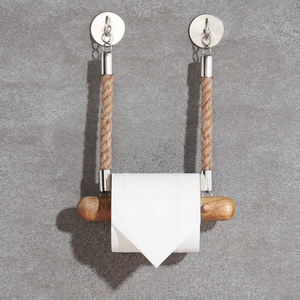 Support mural pour rouleau de papier toilette en corde, organisateur mural en acier inoxydable avec crochet et rangement domestique, ensemble de salle de bain - Product Image 6