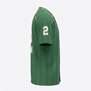 Custom Green <b>Mesh</b> V-neck Short Sleeve <b>Plus</b> <b>Size</b> Jersey Striped Athletic Shirt Team Wear Gold Star Accent American Football - Product Image 2