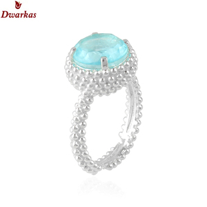 High quality gemstone handmade <b>rings</b> 925 sterling <b>silver</b> Doublet aqua-marine quartz gemstone texture <b>ring</b> - Product Image 2