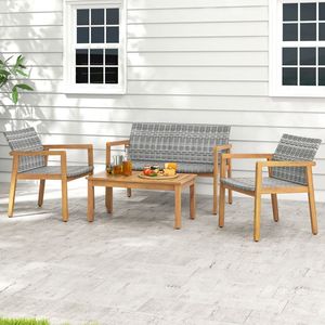 Set di Mobili da Giardino 4 Pezzi con Divanetto, Poltrona Singola e Tavolino da Caffè - Product Image 1
