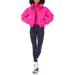 Doudoune rose à col roulé et manches lanternes, manteau d'hiver épais, coupe décontractée, couleur unie, style pull - Product Image 6