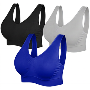 Soutien-gorge de sport dos nageur pour femme, maintien léger, pour yoga, col en U, couleur unie, respirant, sans couture, avec dentelle frontale, 100% Nylon - Product Image 4