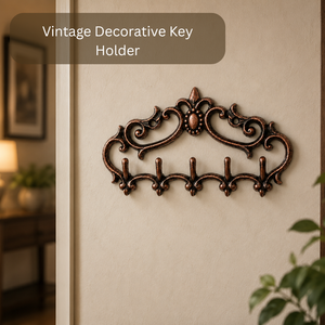 Premium Antique Brass <b>Wall</b> <b>Key</b> Holder Decorative <b>Key</b> Rack with 5 <b>Hooks</b> Vintage Organizer for Entryway Hallway and Home Decor - Product Image 3