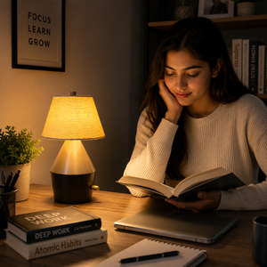 Rechargeable Teak Wood <b>Table</b> <b>Lamp</b> | 2600mAh Battery 10 Hour Runtime Fabric Shade Cordless LED Bedside Desk Home Decor <b>Lamp</b> Light - Product Image 2