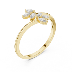 Anillo de Oro Rosa de 14K con Diamante Cultivado en Laboratorio, Corte Marquesa, Diseño de Hoja de Laurel, Certificado IGI, para Mujer, Nuevo - Product Image 2