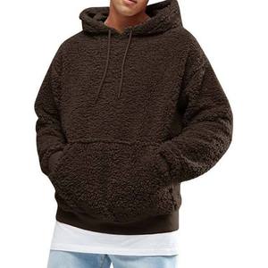Men's Oversized Hooded Fleece Sweatshirt Solid Color Casual Pocket Design Winter Wear Regular Fit Polyester/Cotton 400g - Product Image 1