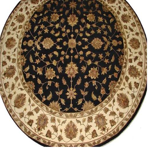 Tapis circulaire en laine bleu ciel noué à la main, orné de motifs étoilés complexes au centre, disponible à prix de gros. - Product Image 3