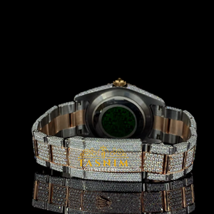 VVS Diamond Men's <b>Watch</b> <b>Black</b> 41mm Analog Glass Sport Business Fashion Stainless Steel Quartz ETA 20mm 2 Tone White Gold Plated - Product Image 4
