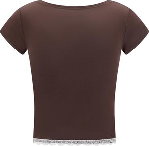 Camiseta corta ajustada de verano para mujer, de longitud corta, moderna, con mezcla de spandex, sexy, a la moda, para discoteca, para damas. - Product Image 1