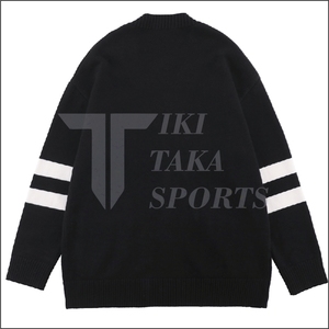 Oversized Unisex University Knitted Patchwork <b>Cardigan</b> <b>Sweater</b> Custom Logo High Quality Winter Wool/Nylon Men Tiki Taka Sports - Product Image 6