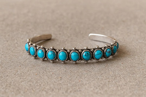 Turquoise Cuff <b>Bracelet</b> | Vintage Navajo Gemstone Bangle - Product Image 2