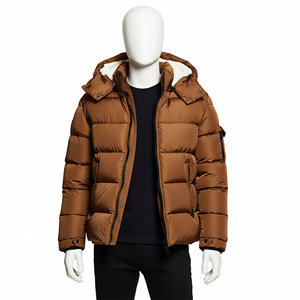 Men's Stand Collar Quilted Puffer Jacket Warm Padded Winter <b>Coat</b> with Front Zipper and Secure Pocket Design - Product Image 5