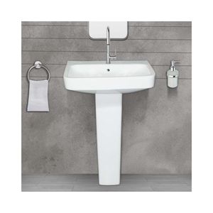 Exclusivo lavabo de cerámica con pedestal para lavandería, lavabo de porcelana para baño de 580x450x850mm, lavabo para lavar ropa, juego Febri - Product Image 6