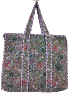 Eco-Friendly Sustainable Handmade Quilted Cotton Tote <b>Bag</b> Block Print Grocery Shopping Market Tote <b>Bag</b> Without Zip - Product Image 5