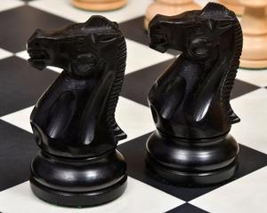 Pions d'échecs de luxe de la série Staunton américaine, 4,1 pouces, poids équilibré, en bois d'ébène et de buis naturel, au meilleur prix - Product Image 1