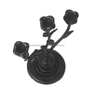 Bougeoir en fonte rose de qualité supérieure support conique à 3 bras pour fête de mariage décor de maison et d'événement disponible dans divers styles et tailles - Product Image 2