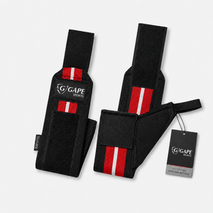 สายรัดข้อมือ GAPE SPORTS สีดำ แดง ขาว ปรับได้ด้วยแถบตีนตุ๊กแก สำหรับยกน้ำหนัก ฝึกความแข็งแรง ราคาถูก - Product Image 1