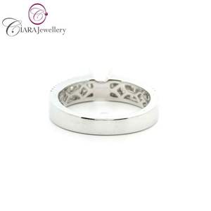 Venta al por mayor 18K AU750 BLANCO/AMARILLO/ORO ROSA DIAMANTE NATURAL REDONDO Y BANDA DE DIAMANTE DE PRINCESA CENTRO REDONDO 1.00CT ANILLO DE COMPROMISO - Product Image 3