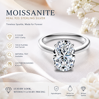Bague de fiançailles et de mariage pour femme, solitaire en moissanite 4 carats couleur D VVS1 en argent 925, cadeau idéal pour un anniversaire ou une promesse