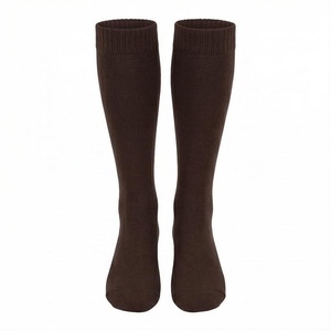 <b>Knee</b> <b>High</b> <b>Socks</b> Solid Brown Breathable Knitted for Adults Casual Wear - Product Image 1