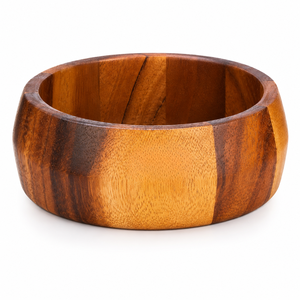 Bol de service en bois de manguier rayé de qualité supérieure, fait main, naturel, pour salade, fruits, collations, style rustique, pour cuisine, table à manger, sans BPA, pour fêtes - Product Image 1