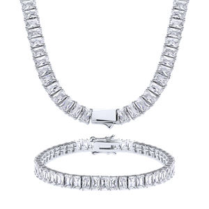 Collier de perles en diamant de laboratoire 4 mm, plaqué rhodium, chaîne en laiton plaqué or blanc, pour homme et femme, idéal pour les fêtes, mariages, bijoux fins, style bohème - Product Image 1