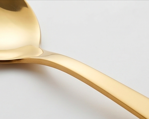 Ensemble de cuillères en métal doré, finition miroir haute brillance, résistantes à la rouille, couverts de luxe modernes, vaisselle de mariage - Product Image 2