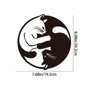Nuova Scultura da Parete in Alluminio con Silhouette di Gatto Yin Yang per Arredamento Zen - Regalo per le Feste - Product Image 2