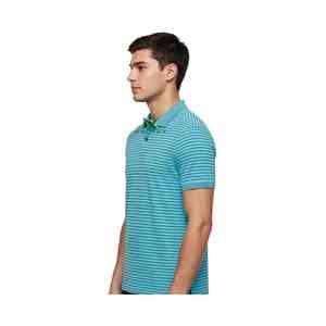 เสื้อโปโลลายทางยูนิเซ็กส์ NEXTEX สีเขียวน้ำเงิน แขนสั้น คอปกติดกระดุม ทรงคลาสสิก - Product Image 4