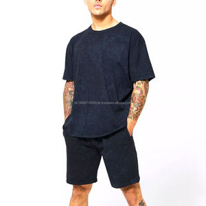 Estilo de verano Lavado ácido Conjunto doble Moda única Dos piezas Slim Fit Lavado ácido Ropa de calle 100% Algodón Fácil de usar - Product Image 1