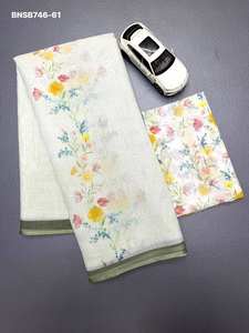 Fabricant indien de sarees en lin de haute qualité avec impression numérique, vêtements traditionnels indiens pour occasions spéciales, à prix de gros. - Product Image 5