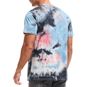 Men's Tie-Dye Short Sleeve T-<b>Shirt</b> O-Neck Regular Fit Cotton Knitted Casual Patterned Top - Product Image 2
